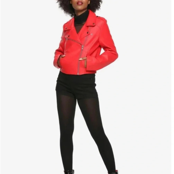 Women's Riverdale Southside Serpents jughead jones Red Leather Biker Jacket SZ S - Picture 3 of 11